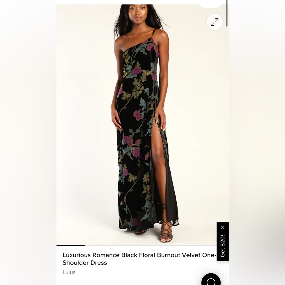 Lulu's Black Floral One-Shoulder Maxi Dress